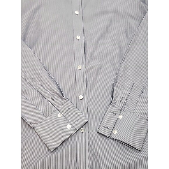 IZOD Women's Size Medium Blue Striped Long Sleeve Button up Dress Shirt Classic - Picture 2 of 9
